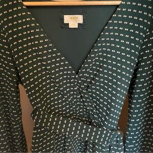 Maeve Dark Green Long Sleeve Dress Long belted pockets Large Malta Anthropologie